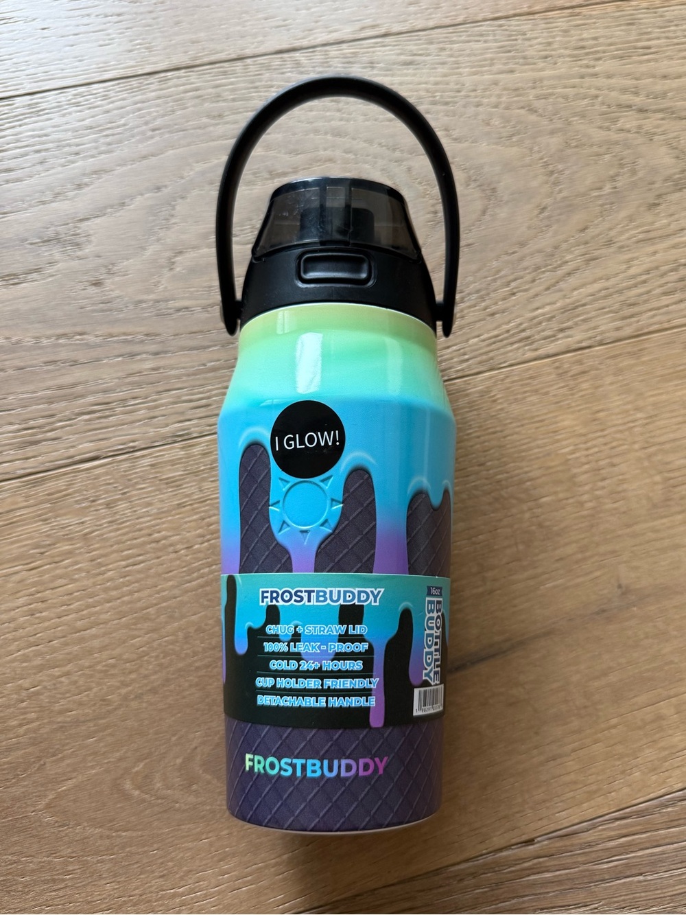 FrostBuddy 16 oz Bottle Buddy - Chug Lid - Glow in the Dark - NEW WITH TAG